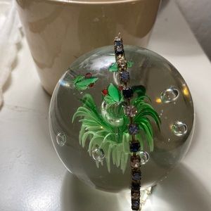 Blue rhinestone silver tone bracelet